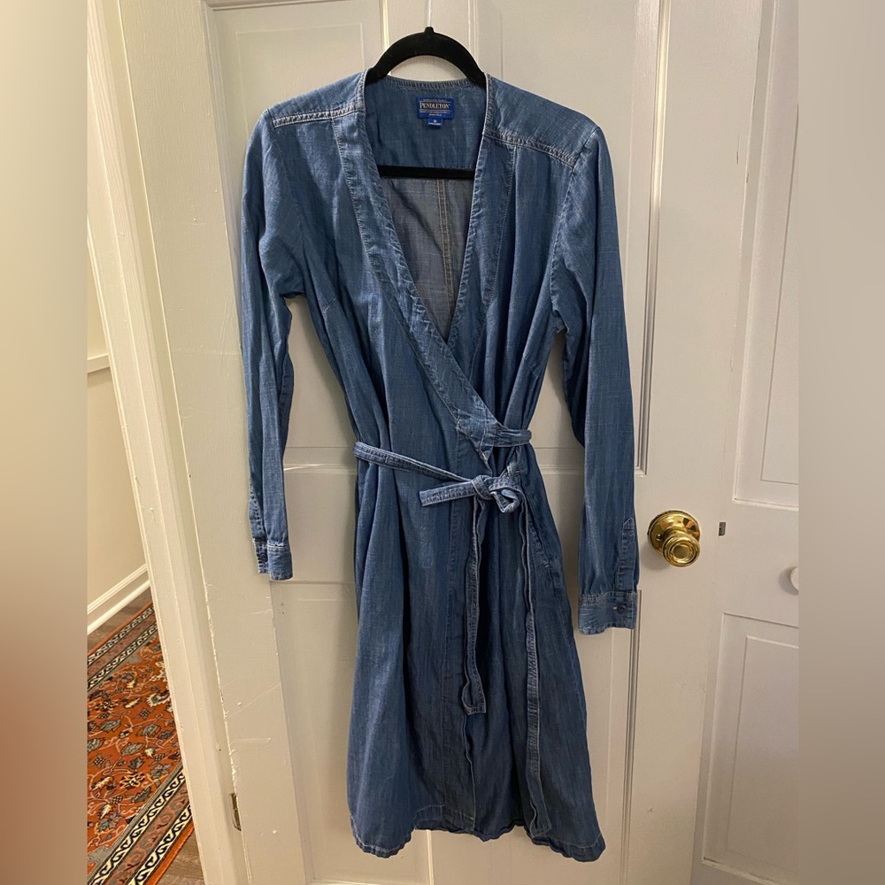 Pendleton vintage denim wrap dress. Medium.